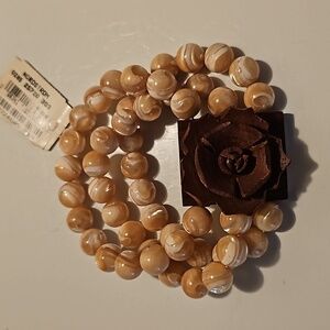 NWT Nordstrom Stone (?) Glass (?) Carved Wood Bracelet